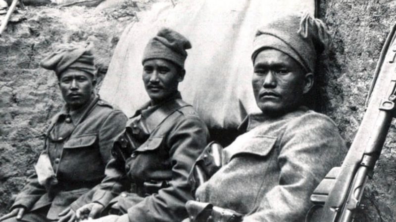 Gurkhas in the trenches of France during World War I. More than 20,000 Nepali soldiers were killed fighting for the Allied Forces between 1914-1918. Photo: Imperial War Museum via Nepali Times.