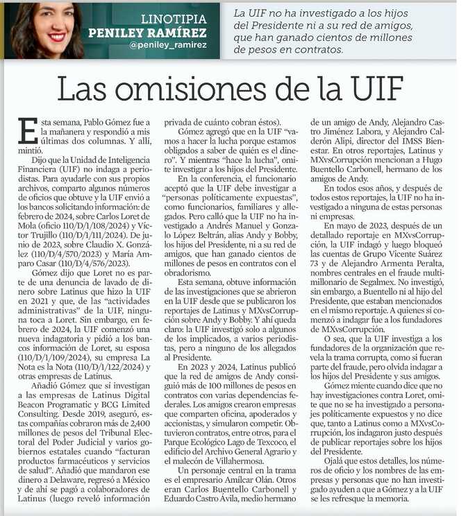 Las Omisiones de la UIF