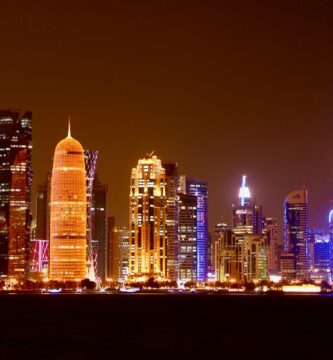 Qatar a city skyline at night