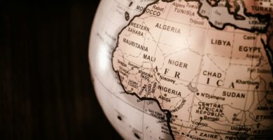 Africa white and brown desk globe
