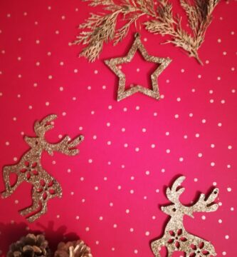 How Many Reindeer Does Santa Have reindeer a red table topped with christmas decorations and pine cones