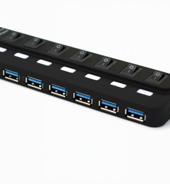 USB ports Black usb hub with seven ports and switches
