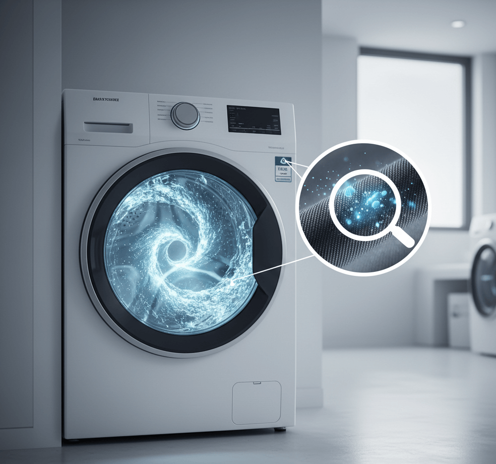 Panel digital de lavadora inteligente mostrando ciclo de lavado rápido. Panel digital de lavadora inteligente mostrando ciclo de lavado rápido.