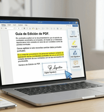 Interfaz digital de un software de edición de documentos mostrando el proceso de cómo modificar un PDF en línea