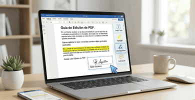 Interfaz digital de un software de edición de documentos mostrando el proceso de cómo modificar un PDF en línea