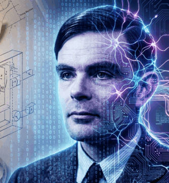 Representación artística de Alan Turing y la evolución de la inteligencia artificial