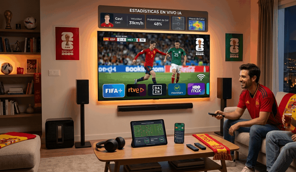 Mundial de fútbol 2026 en una televisión Mundial de fútbol 2026 en una televisión