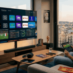 Setup tecnológico en casa para ver el Mundial 2026 con plataformas de streaming, segunda pantalla y barra de sonido envolvente