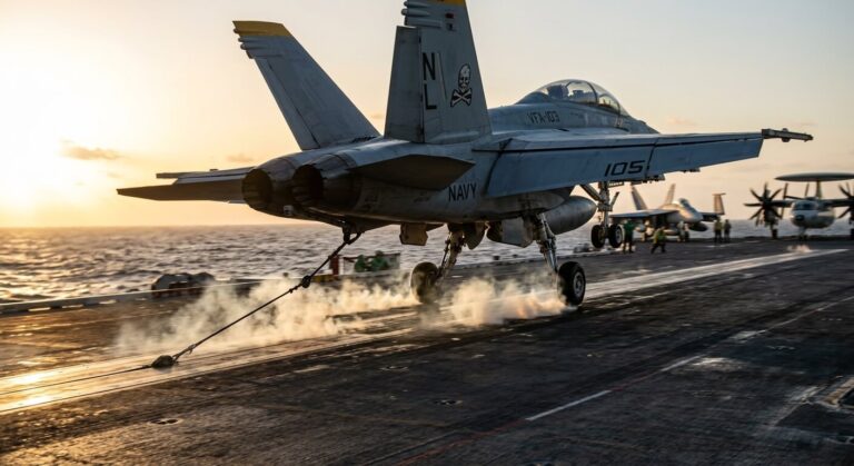 La física del milagro militar: Cómo un solo cable frena un caza a 241 km/h en un portaaviones