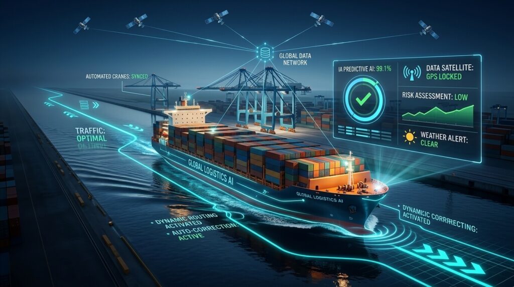 Buque portacontenedores monitoreado con tecnología de inteligencia artificial y datos satelitales.