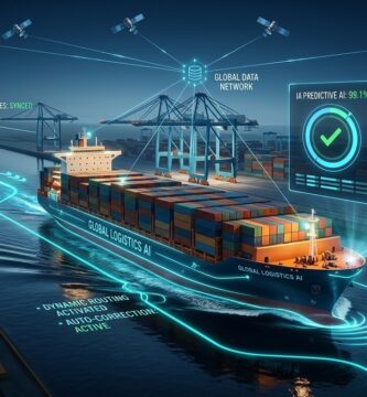 Buque portacontenedores monitoreado con tecnología de inteligencia artificial y datos satelitales.