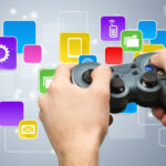 Mando inalámbrico de consola de videojuegos para jugar en formato digital.