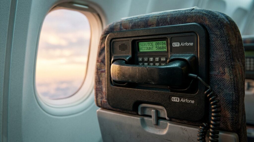 Teléfono de avión Airfone utilizado para realizar llamadas de emergencia durante el 11S.