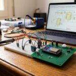 prototipo de circuito electrónico para dispositivo inteligente en banco de trabajo