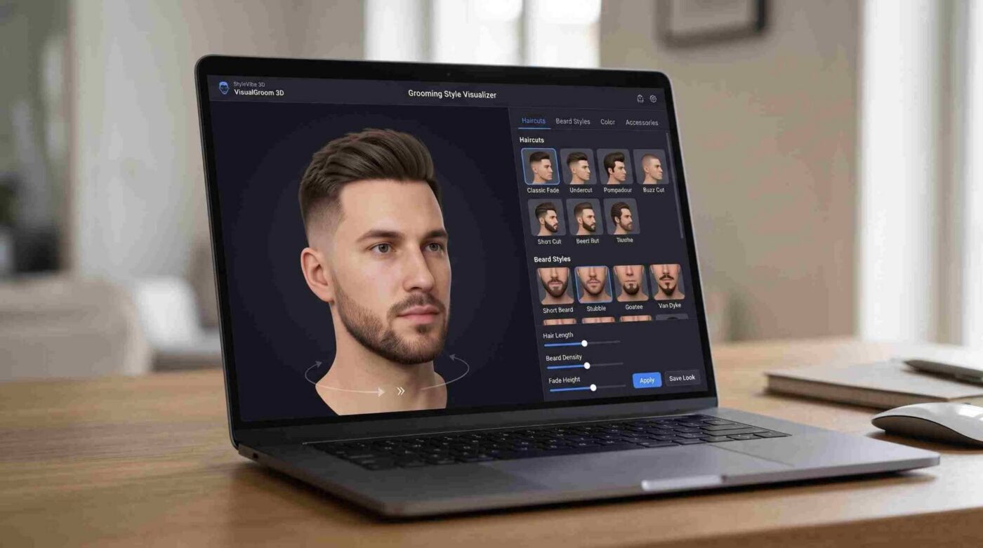 captura de pantalla de un ordenador mostrando una herramienta digital de visualización de cortes de pelo